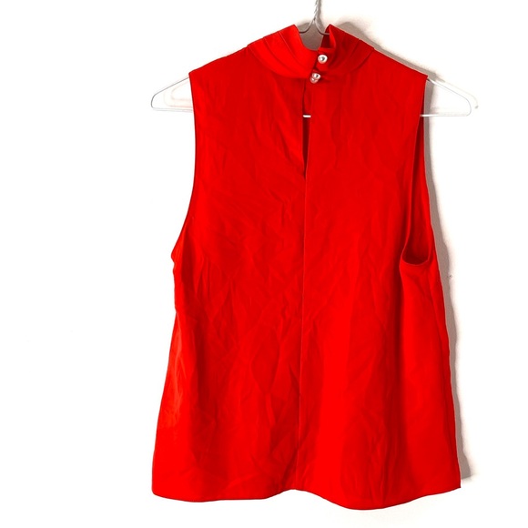 Amanda Uprichard Red Sleeveless Beaded Mock Neck Blouse - Picture 3 of 8